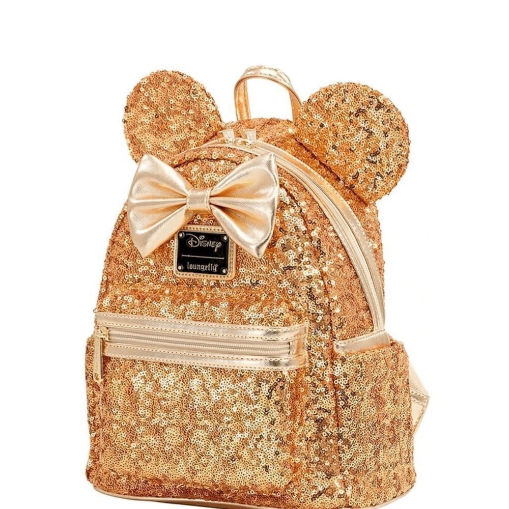 Loungefly Gold Sequin Backpack with Bow